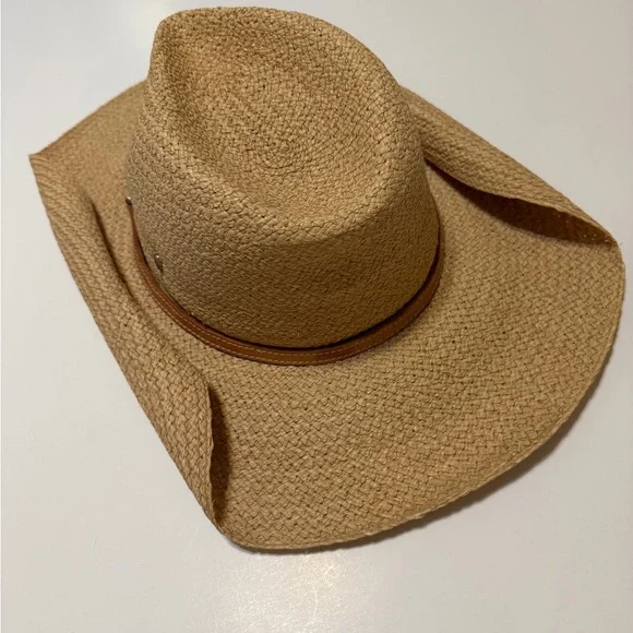 Helen Kaminski Belen rafia and leather cowgirl Hat, one size, like new! - Picture 4 of 12